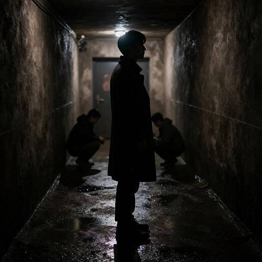 Mysterious Figure in Dark Tunnel