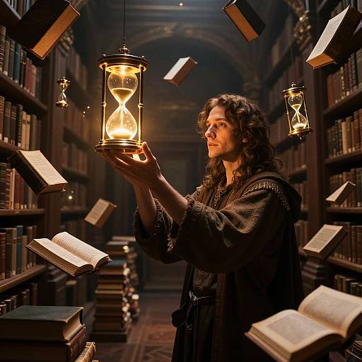 Scholar Defies Time in Magical Library