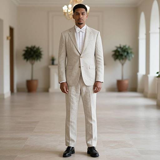 Man in Linen Suit Wedding Attire