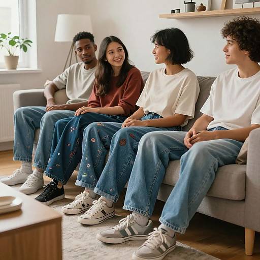 Baggy Jeans Trend in Cozy Lounge