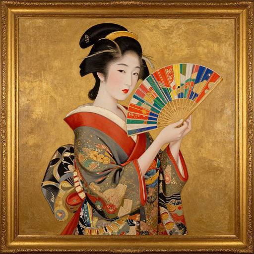 1950s Vintage Japanese Woman Painting