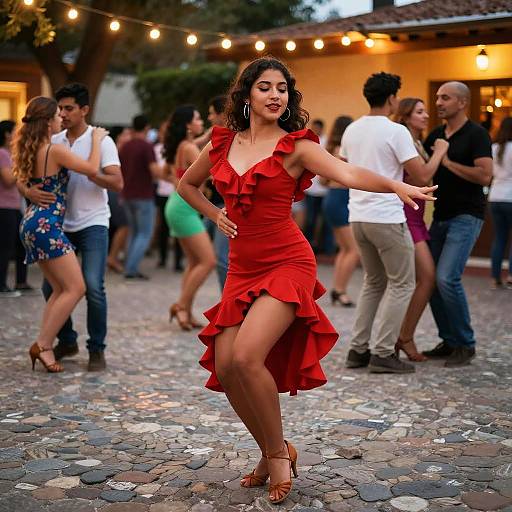 Vibrant Latina Salsa Dancer Party