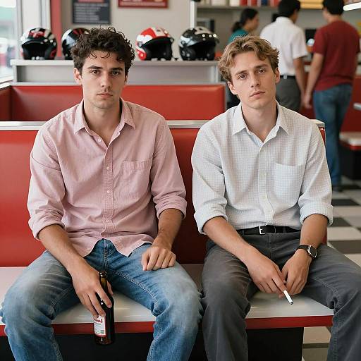Casual Diner Scene with Two Men