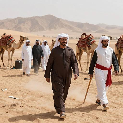 Vibrant Desert Scene with Traditional Men