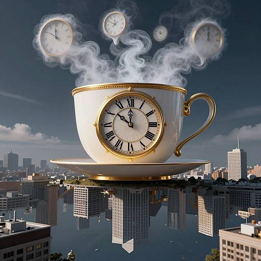 Surreal Colossal Teacup Clockscape