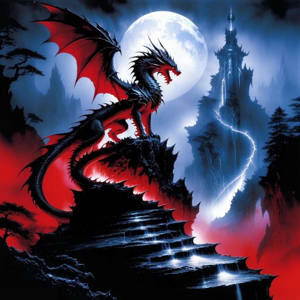 Fierce Dragon on a Jagged Cliff