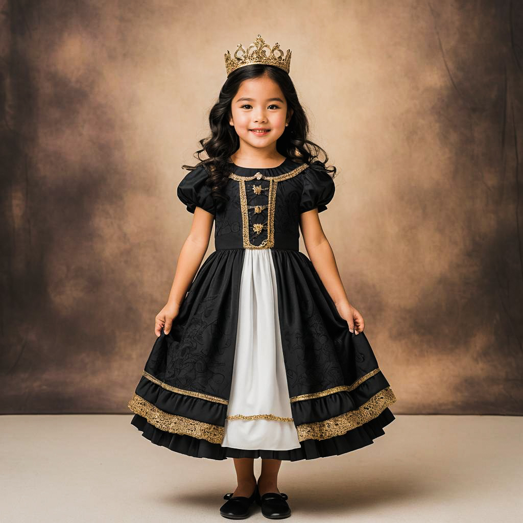 Delighted Child in Princess Outfit Shoots