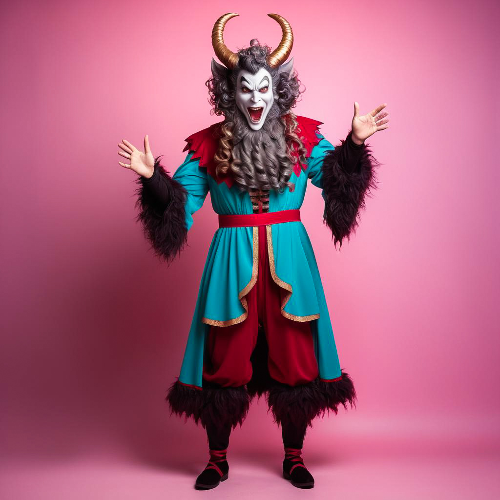 Excited Festival-Goer in Krampus Costume