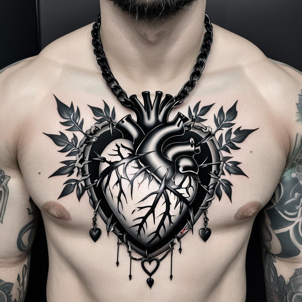 Anatomical Heart Tattoo with Chains