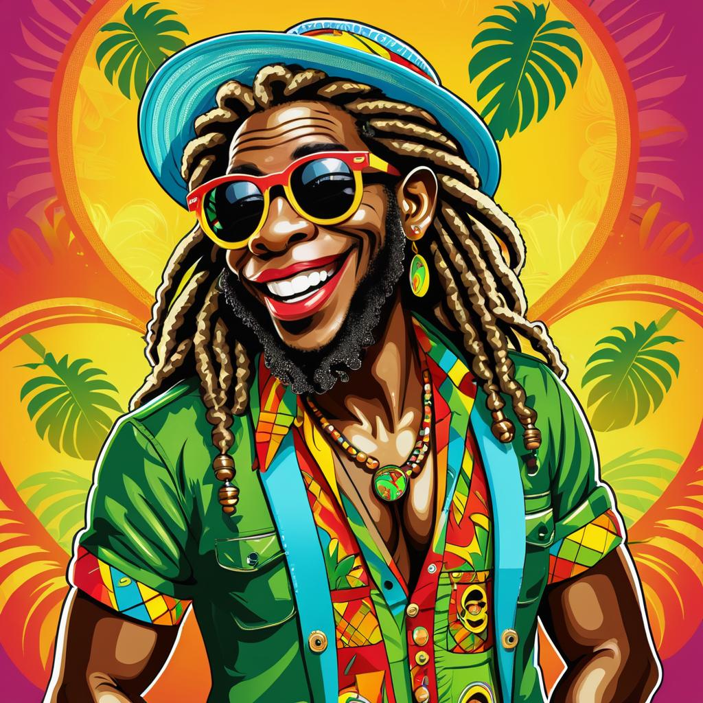 Cheerful Rastafarian Monkey Pin-Up Art