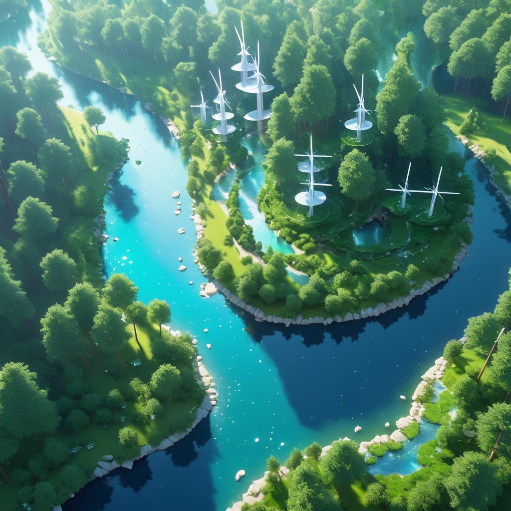 Tranquil Aerial Fantasy Forest Scene