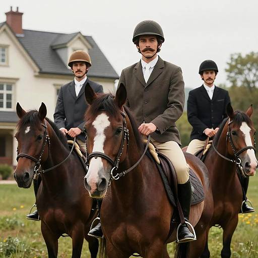 Realistic Scene of Boys Riding Horses