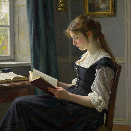 Cozy Interior with Reading Woman