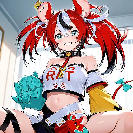 Illustration of Mr. squeaks (hakos baelz), hololive in the style of Kawai makoto