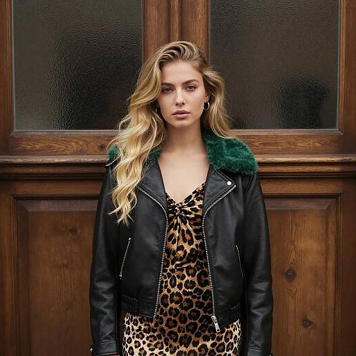 Young Woman in Leather Jacket Portrait