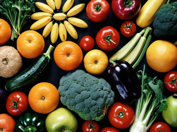 Vibrant Fruits and Vegetables Wallpaper