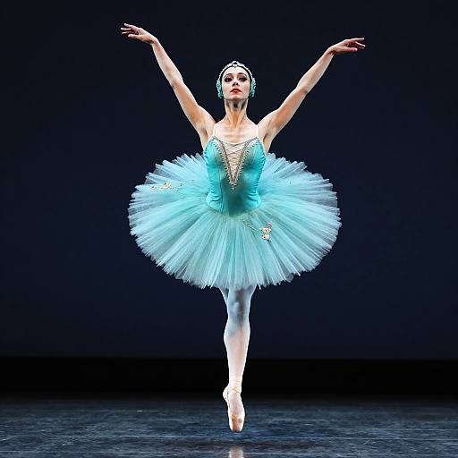 Ballerina Mid-Air in Turquoise