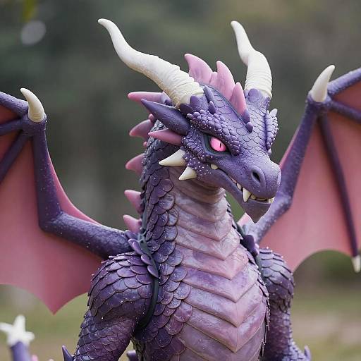 Vibrant Purple Dragon Cosplay Close-Up