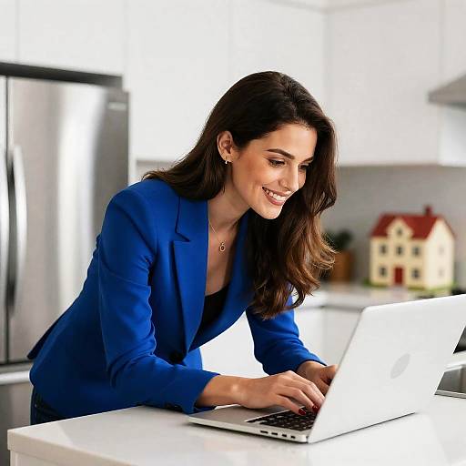 Portrait of a Focused Woman in Modern Kitchen
