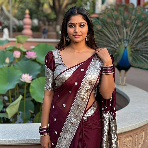 Elegant Bride in Maroon Saree