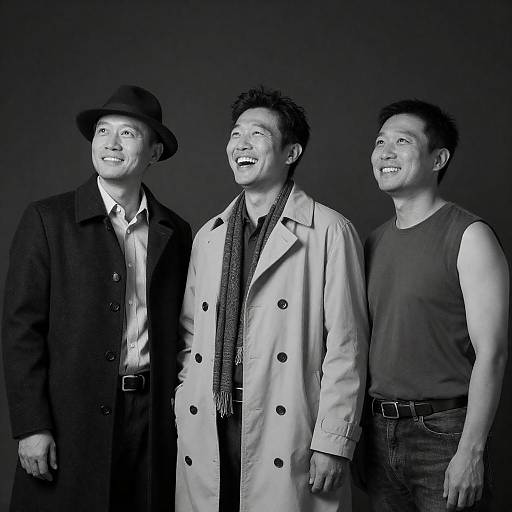 Monochrome Portrait of Three Smiling Men