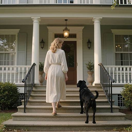 Sunlit Descent of Woman and Companion