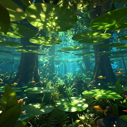 Surreal Inverted Underwater Forest
