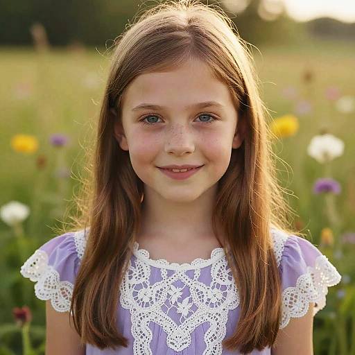 Portrait of Girl in Lavender Dress