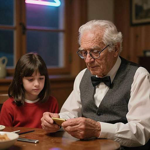 Charming Elderly Man with Young Girl