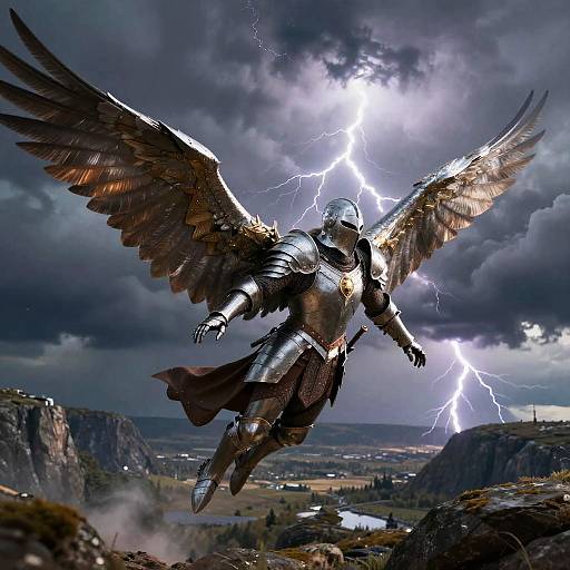 Majestic Valkyrie Over Nordic Landscape