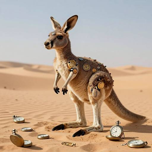 Clockwork Kangaroos in Timeless Desert