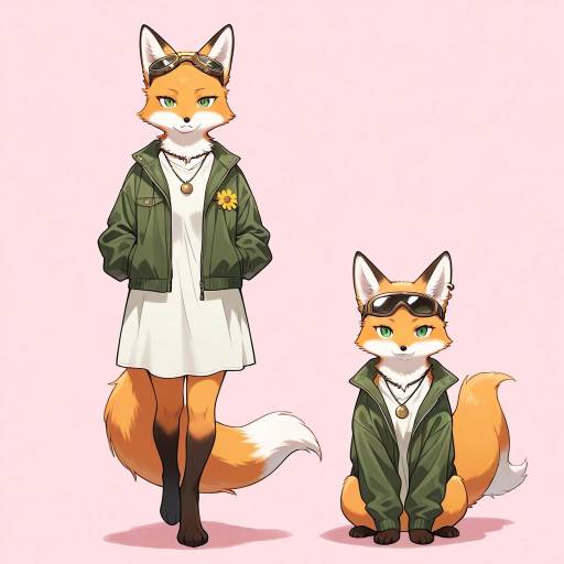 Stylish Fox with Jewelry in Pastel Vibes Stylish Fox with Jewelry in Pastel Vibes