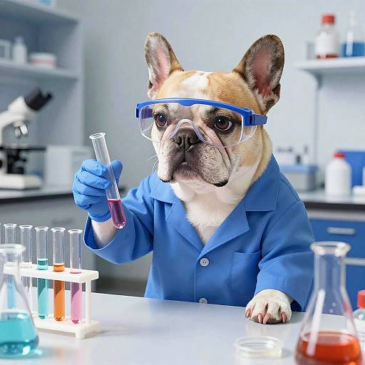 French Bulldog Scientist in Lab