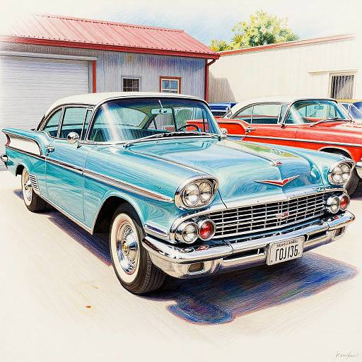 1958 Plymouth Fury Colored Pencil Art