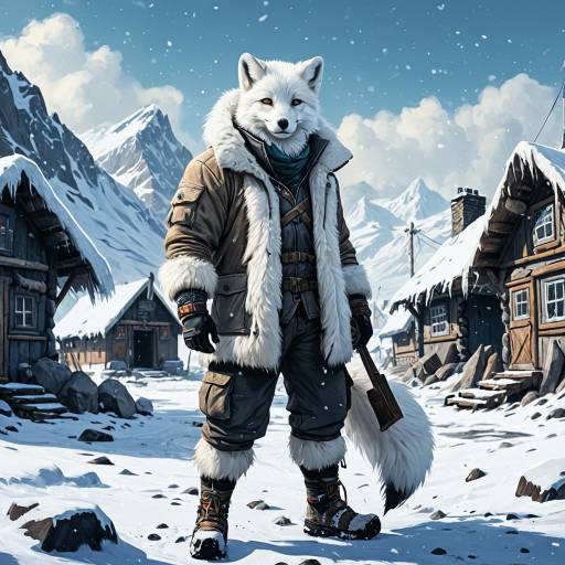 Buff Arctic Fox Guide in Frozen Tundra