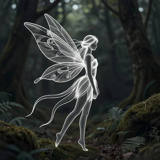 Delicate Ethereal Fairy Line Art