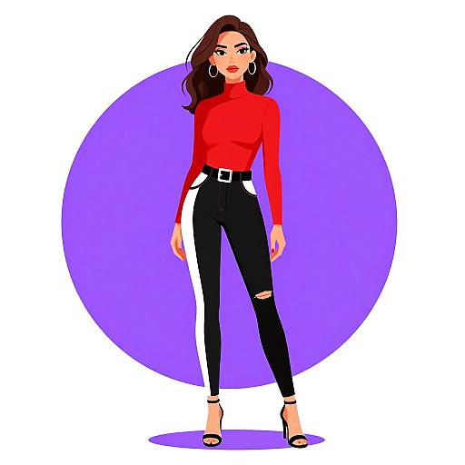 Chic Woman in Color-Blocked Outfit