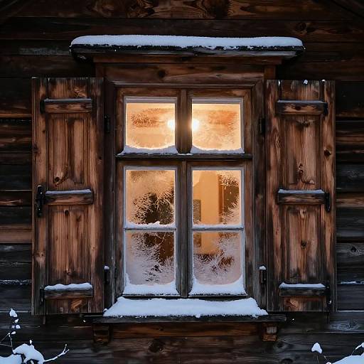 Rustic Cabin Window in Winter