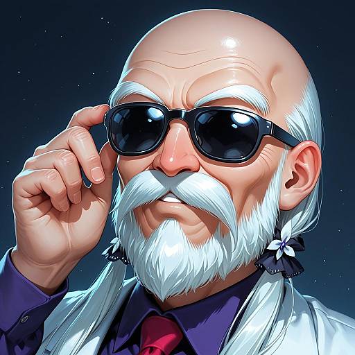 Illustration of Muten roushi, dragon ball in the style of Piyodera mucha