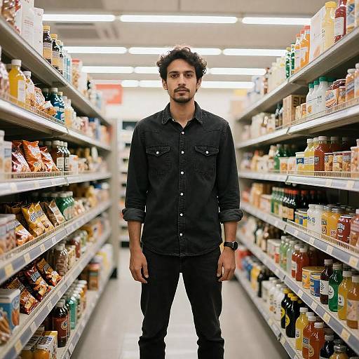 Man in Grocery Aisle Portrait