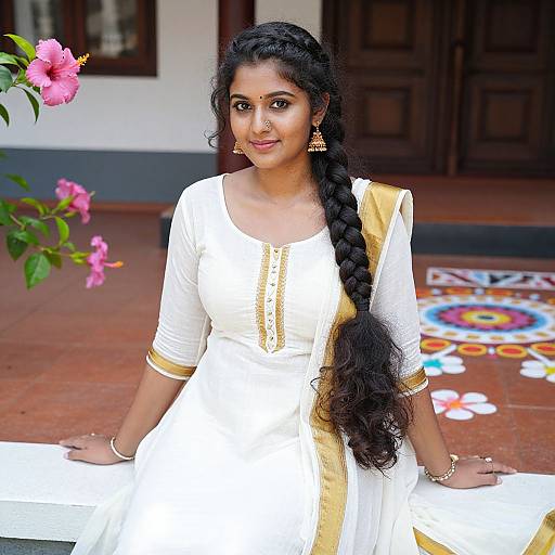 South Indian Woman in Festive Attire
