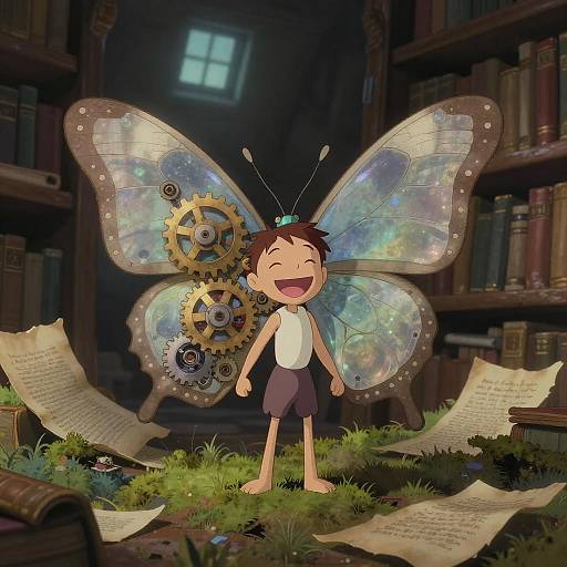 Nocturnal Clockwork Butterfly in Moss Library