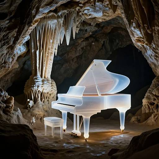 Ethereal Piano in Cavern Glow