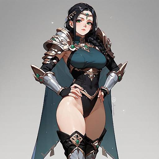Female Warrior in Detailed Armor