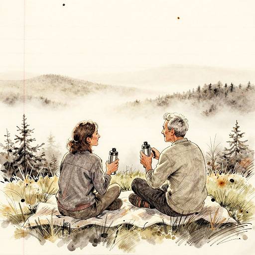 Tender Dawn Moment on Misty Hilltop