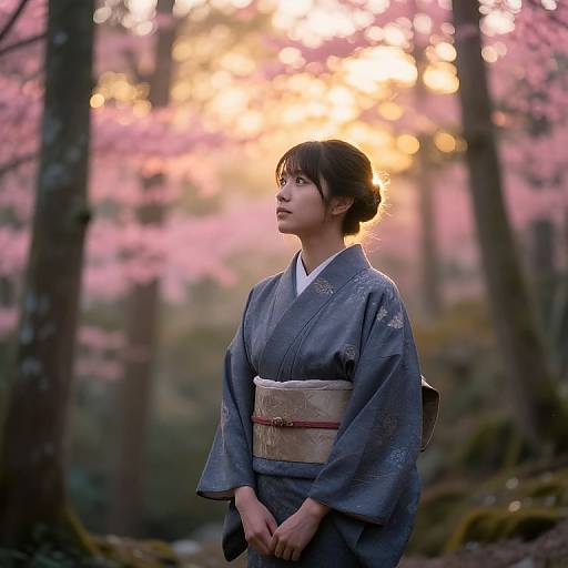 Serene Sunrise in Japanese Forest