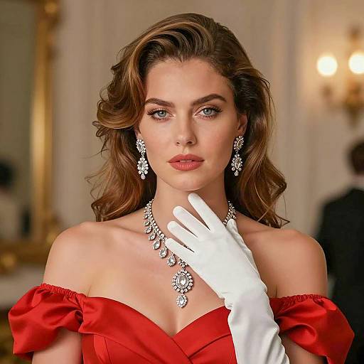 Elegant Woman in Red Dress Portrait