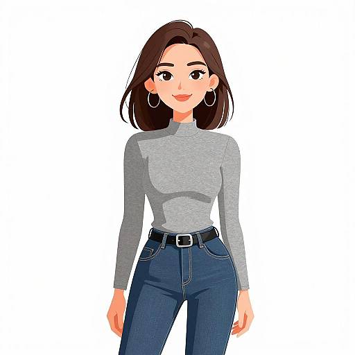 Smiling Woman in Casual Outfit