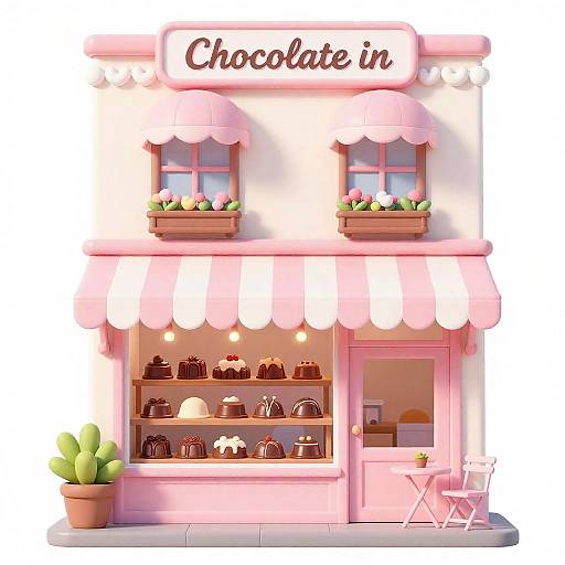 Pastel Cute Chocolate Shopfront Illustration