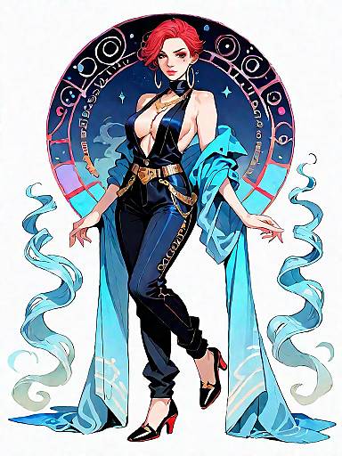 Dark Fantasy Woman in Fitted Jumpsuit